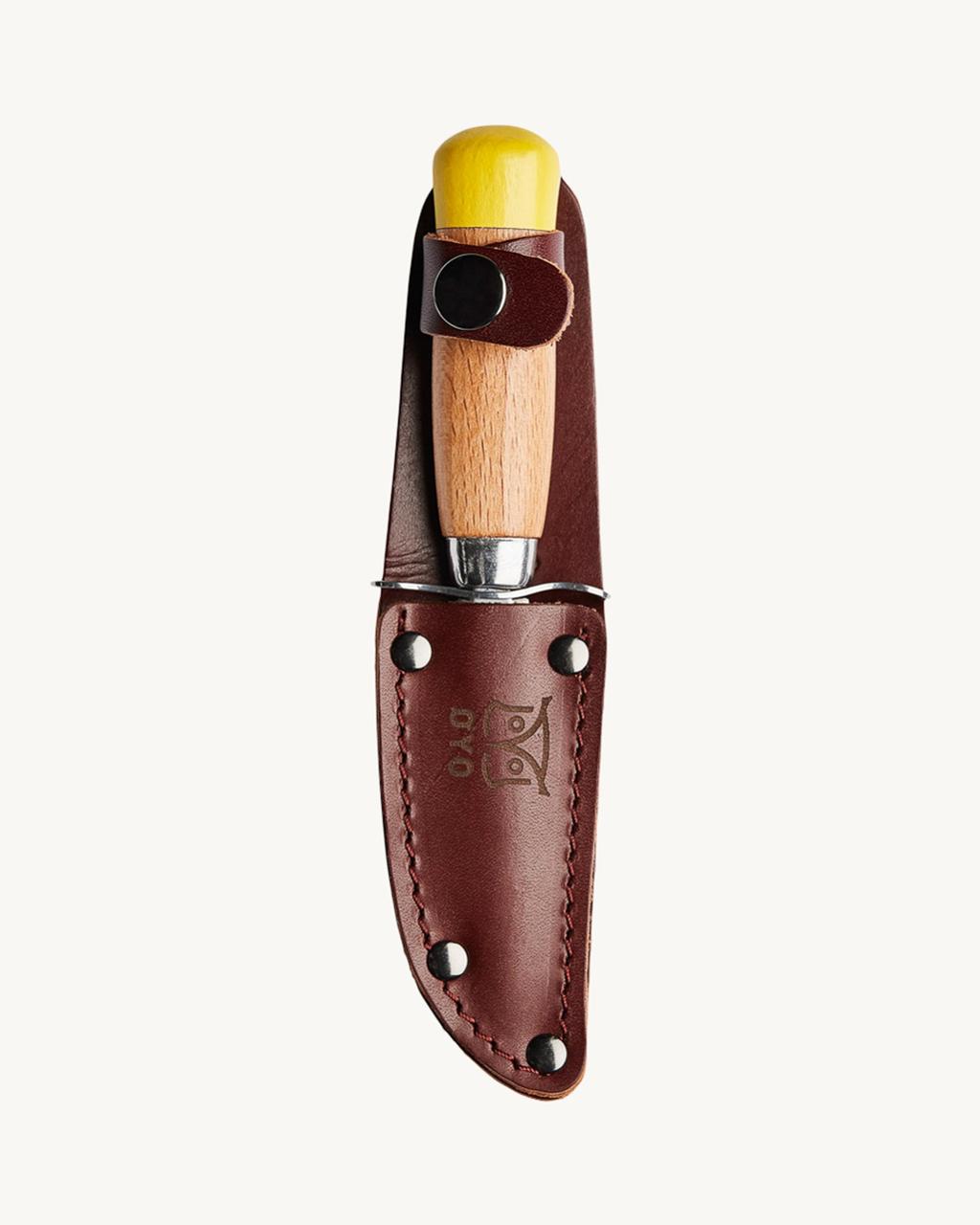 Scout knife w/leather sheath, brown