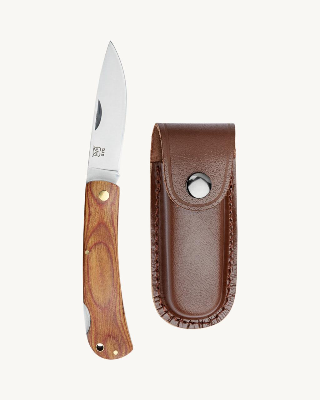 Marka folding knife w/leather sheath